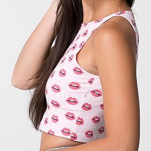 america apparel pink lip crop top